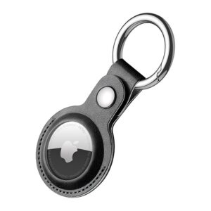 מחזיק מפתחות ל Apple Air Tag דמוי עור שחור