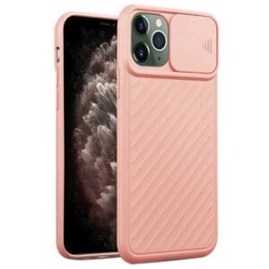 כיסוי סיליקון עם סליידר למצלמה אייפון 12 ורוד